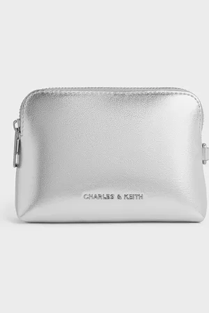 CHARLES & KEITH Atwood Metallic Crinkle-Effect Chain-Handle Pouch