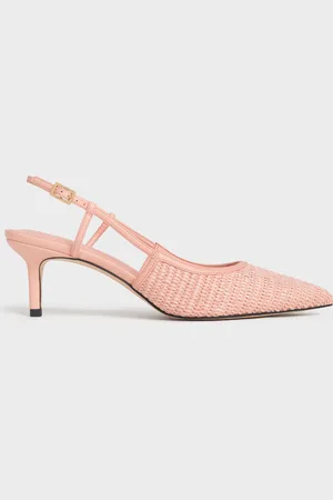 CHARLES & KEITH Raffia Pointed-Toe Slingback Pumps