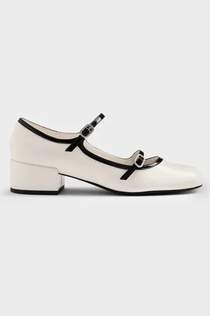 CHARLES & KEITH Patent Contrast-Trim Double-Strap Mary Jane Pumps