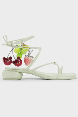 CHARLES & KEITH Strappy Tie-Around Sandals & Fruit Charms Set