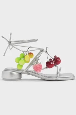 CHARLES & KEITH Strappy Tie-Around Sandals & Fruit Charms Set