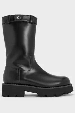 CHARLES & KEITH Side-Zip Lug-Sole Calf Boots