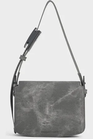 CHARLES & KEITH Denim Boxy Front Flap Shoulder Bag