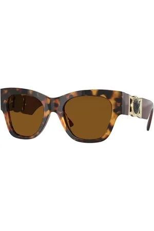 VERSACE Medusa Biggie Cat Eye Sunglasses in Brown and Dark Bronze Acetate