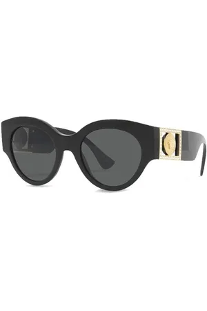 VERSACE Medusa Crystal Sunglasses in Black and Dark Grey Acetate