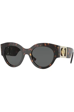 VERSACE Medusa Crystal Sunglasses in Brown and Dark Grey Acetate