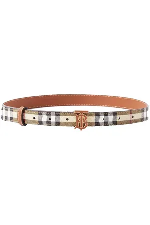 Burberry Check And Leather TB Belt Female Belt in Brown Leather M cm