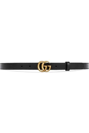 Gucci Leather Belt With Double G Buckle 2cm Female Belt in Leather 80 cm
