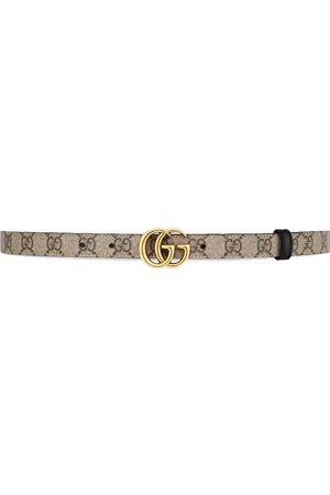 Gucci GG Marmont Reversible Thin Male Belt in Black Canvas 85 cm