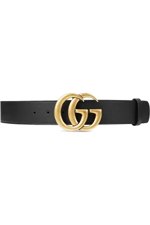 Gucci Wide Double G Buckle Female Belt in Black Leather 70 cm