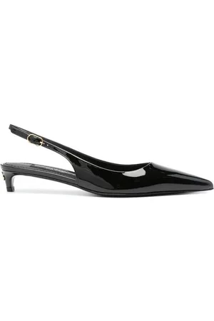 Dolce & Gabbana Patent Leather Kitten Heel Shoe With Goldtone Logo