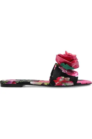Dolce & Gabbana Floral Appliqu Leather Sole Sandals