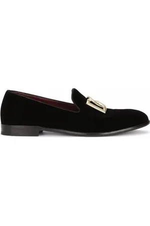 Dolce & Gabbana Dgplaque Velvet Slippers