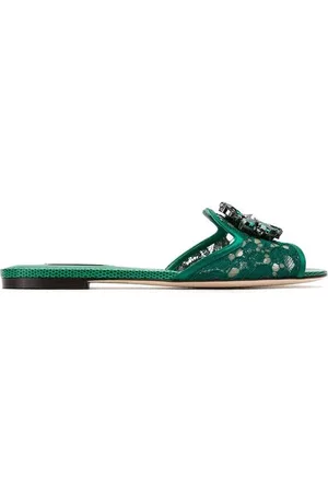 Dolce & Gabbana Lace Slippers With Crystals