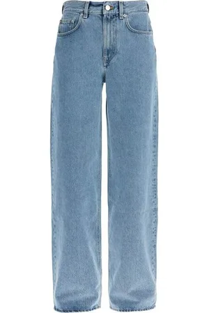 Loulou Studio Organic Denim Wide Leg High Waist Pants