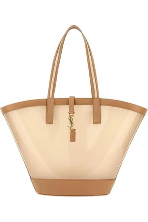 Saint Laurent Two-Tone Vinyl And Leather Medium Panier Shopping Bag