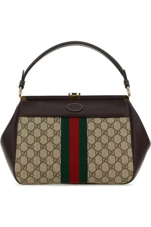 Gucci GG Supreme Fabric And Leather Handbag