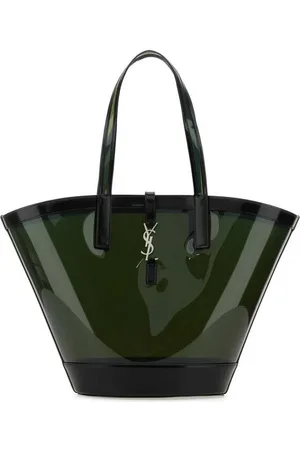 Saint Laurent Vinyl And Leather Medium Panier Shopping Bag