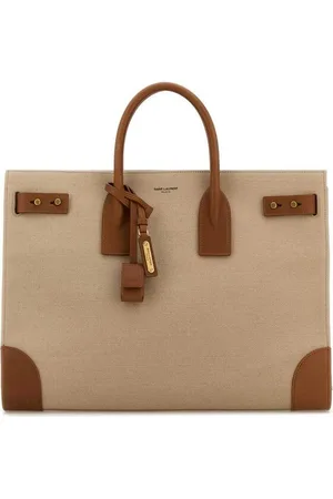 Saint Laurent Two-Tone Canvas and Leather Large Sac de Jour Handbag