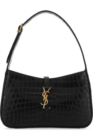 Saint Laurent Le 5 a 7 in Crocodile-Embossed Shiny Leather