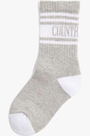 COUNTRY ROAD Unisex Heritage Socks Light Marle in Size 4-6 | Cotton/Nylon/Elastane
