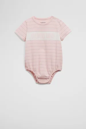 COUNTRY ROAD Girls Organically Grown Stripe Heritage T-Shirt Bodysuit Mineral Pink in Size 6-12 Months | Cotton/Elastane