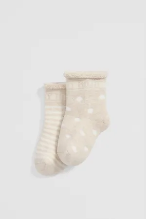 COUNTRY ROAD Newborn Socks Pack of 2 Oatmeal Marle | Cotton/Nylon/Elastane