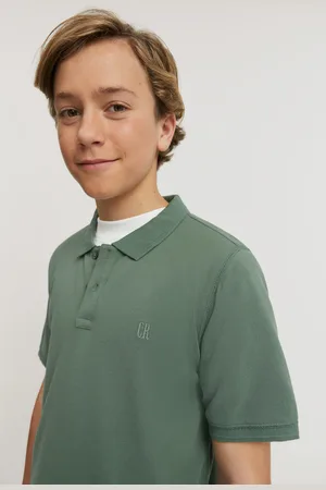 COUNTRY ROAD Teen Recycled Blend Polo Shirt Sage in Size 8 | 100% Cotton