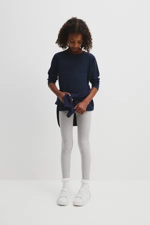 COUNTRY ROAD Girls Organically Grown Blend Solid Rib Legging Light Marle in Size 12 | Cotton/Elastane