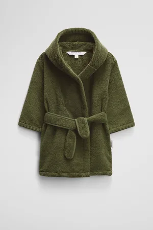 COUNTRY ROAD Mara Verified Australian Kids Hooded Robe Juniper in Size Large | 100% Cotton