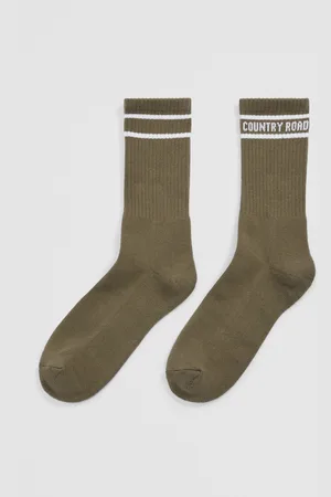 COUNTRY ROAD Australian Blend Sport Crew Socks Moss Green | Cotton/Polyester/Nylon