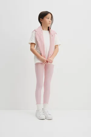 COUNTRY ROAD Girls Organically Grown Blend Solid Rib Legging Mineral Pink in Size 10 | Cotton/Elastane