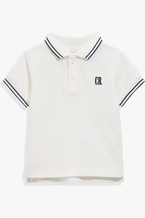 COUNTRY ROAD Boys Organically Grown Logo Polo Shirt Marshmallow in Size 18-24 Months | 100% Cotton
