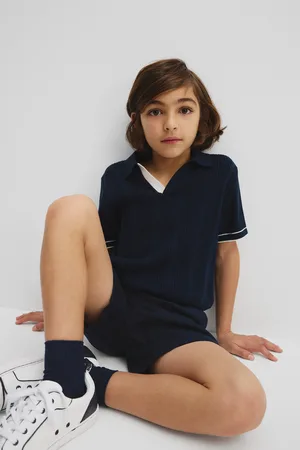 COUNTRY ROAD Boys Organically Grown Knit Polo Shirt Navy in Size 7 | 100% Cotton