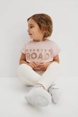 COUNTRY ROAD Girls Organically Grown Blend Solid Rib Legging Marshmallow in Size 18-24 Months | Cotton/Elastane