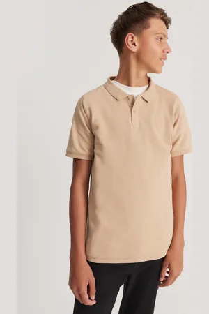 COUNTRY ROAD Teen Recycled Blend Polo Shirt Natural in Size 8 | 100% Cotton