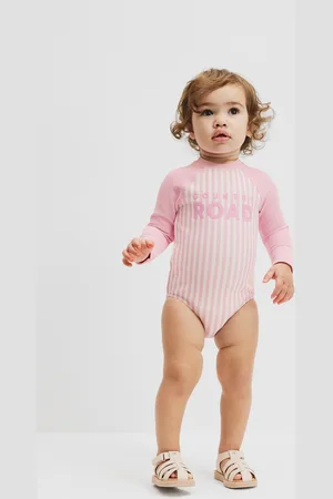 COUNTRY ROAD Girls Stripe Logo Swimsuit in Size 3-6 Months | Nylon/Elastane
