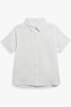 COUNTRY ROAD Boys Organically Grown Short Sleeve Shirt in Size 7 | 100% Linen