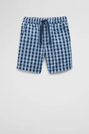 COUNTRY ROAD Boys Check Short Navy in Size 7 | Cotton/Polyester