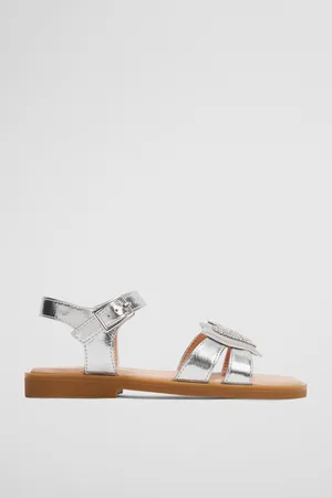 COUNTRY ROAD Girls Ella Sandal Silver in Size 24 | 100% Polyurethane