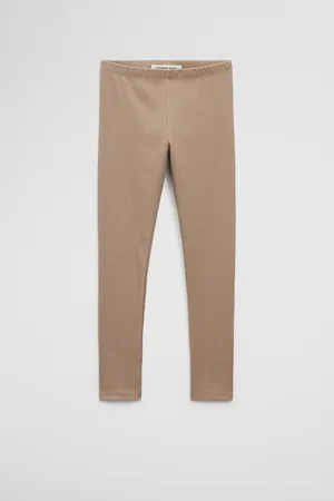 COUNTRY ROAD Girls Organically Grown Blend Solid Rib Legging Almond in Size 10 | Cotton/Elastane