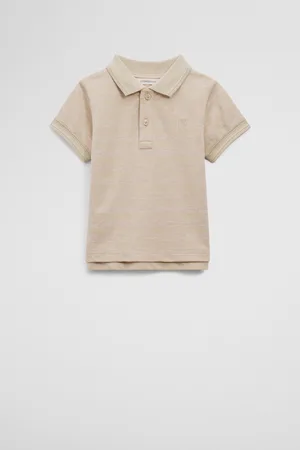 COUNTRY ROAD Boys Organically Grown Stripe Polo Shirt Stone in Size 6-12 Months | 100% Cotton