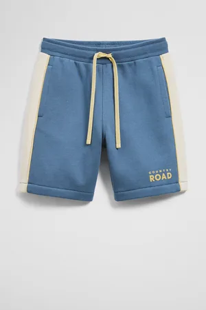 COUNTRY ROAD Boys Australian Spliced Sweat Short Pacific Blue in Size 10 | 100% Cotton