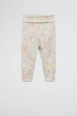 COUNTRY ROAD Girls Organically Grown Fold-Over Soft Pants Winter Ditsy in Size 6-12 Months | Cotton/Elastane