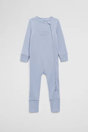 COUNTRY ROAD Organically Grown Waffle Jumpsuit Bluebell in Size 0-3 Months | Cotton/Elastane