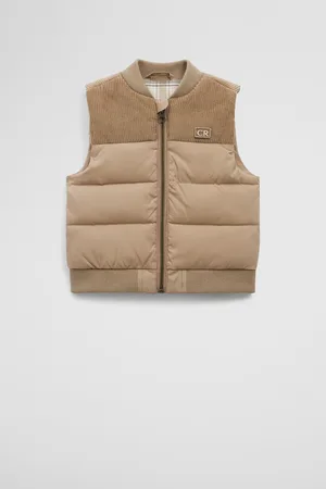 COUNTRY ROAD Boys Cord Spliced Vest Almond in Size 6-12 Months | Cotton/Nylon
