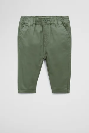 COUNTRY ROAD Boys Woven Pants Sage in Size 6-12 Months | Cotton/Elastane