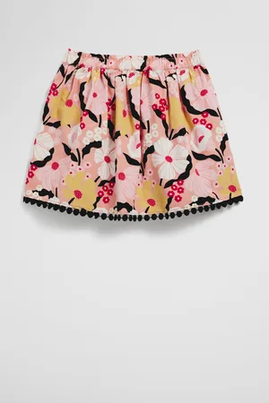 COUNTRY ROAD Girls Floral Cord Skirt Peach in Size 7 | 100% Cotton