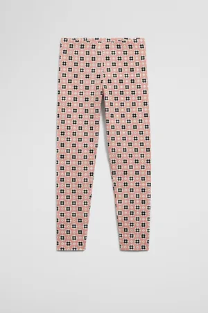 COUNTRY ROAD Girls Organically Grown Blend Geometric Legging Peach in Size 7 | Cotton/Elastane