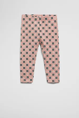 COUNTRY ROAD Girls Organically Grown Blend Geometric Legging Peach in Size 6-12 Months | Cotton/Elastane